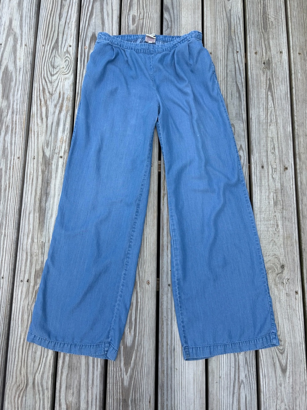 Merona Wide Leg Denim Pant Mid Rise Relaxed Hip & Thigh Blue Size S Chambray